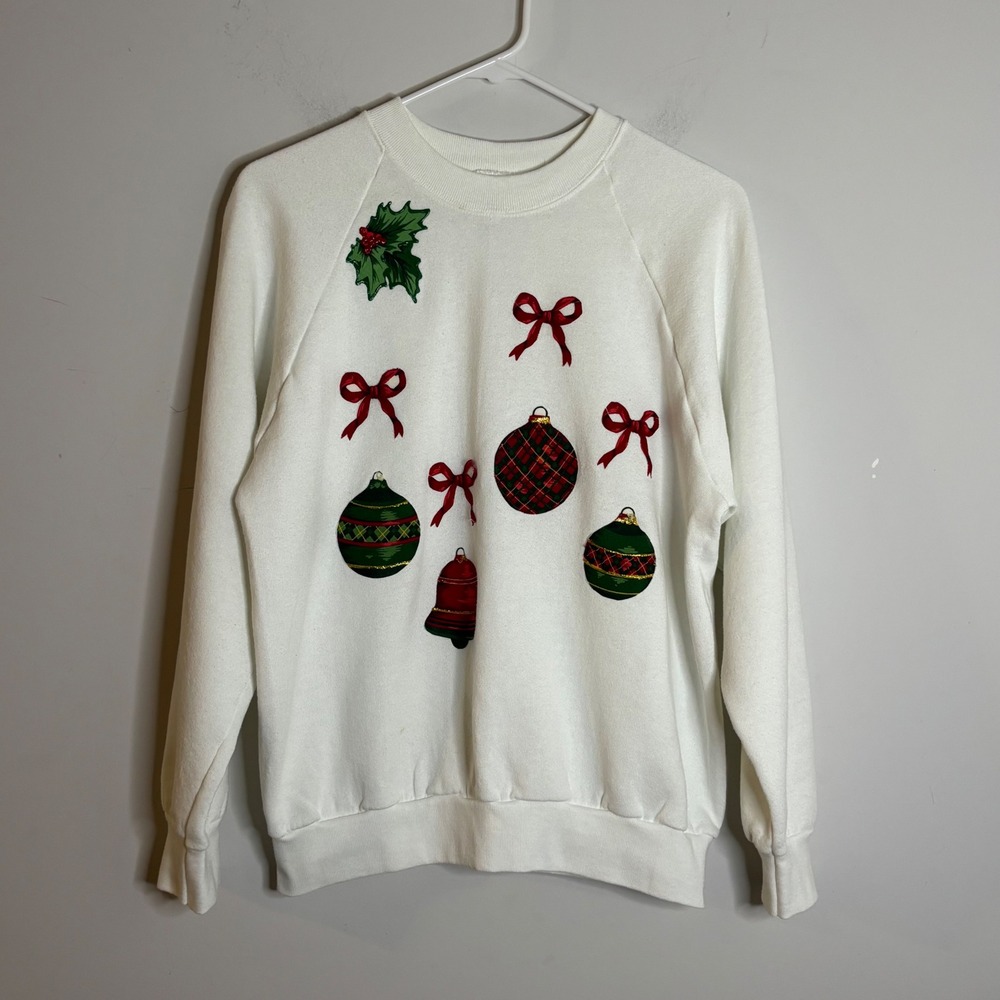Fruit of the Loom White Christmas Sweatshirt Women Size M